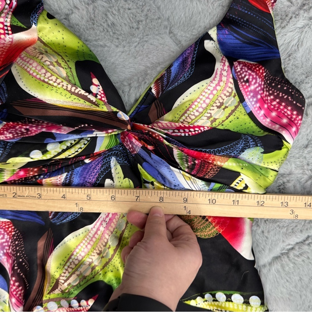 Vintage Cache Silk Floral Halter Dress Size 2 Maximalist Resortwear 2000s - Picture 9 of 16